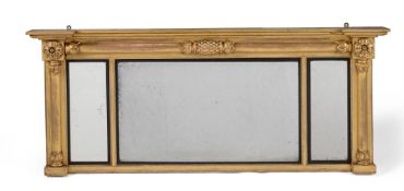 A WILLIAM IV CARVED GILTWOOD OVERMANTLE WALL MIRROR, CIRCA 1835