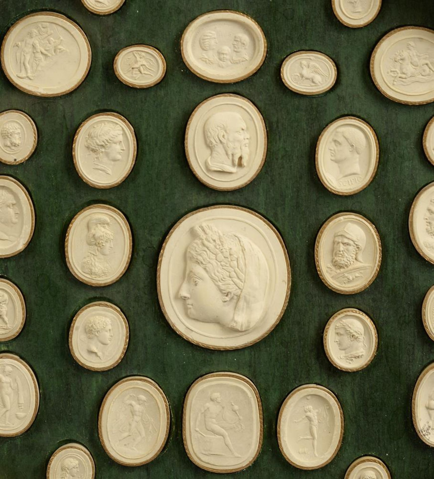 A SET OF FOUR FRAMED SETS OF PLASTER IMPRONTE OR INTAGLIOS, EARLY 19TH CENTURY - Image 4 of 5