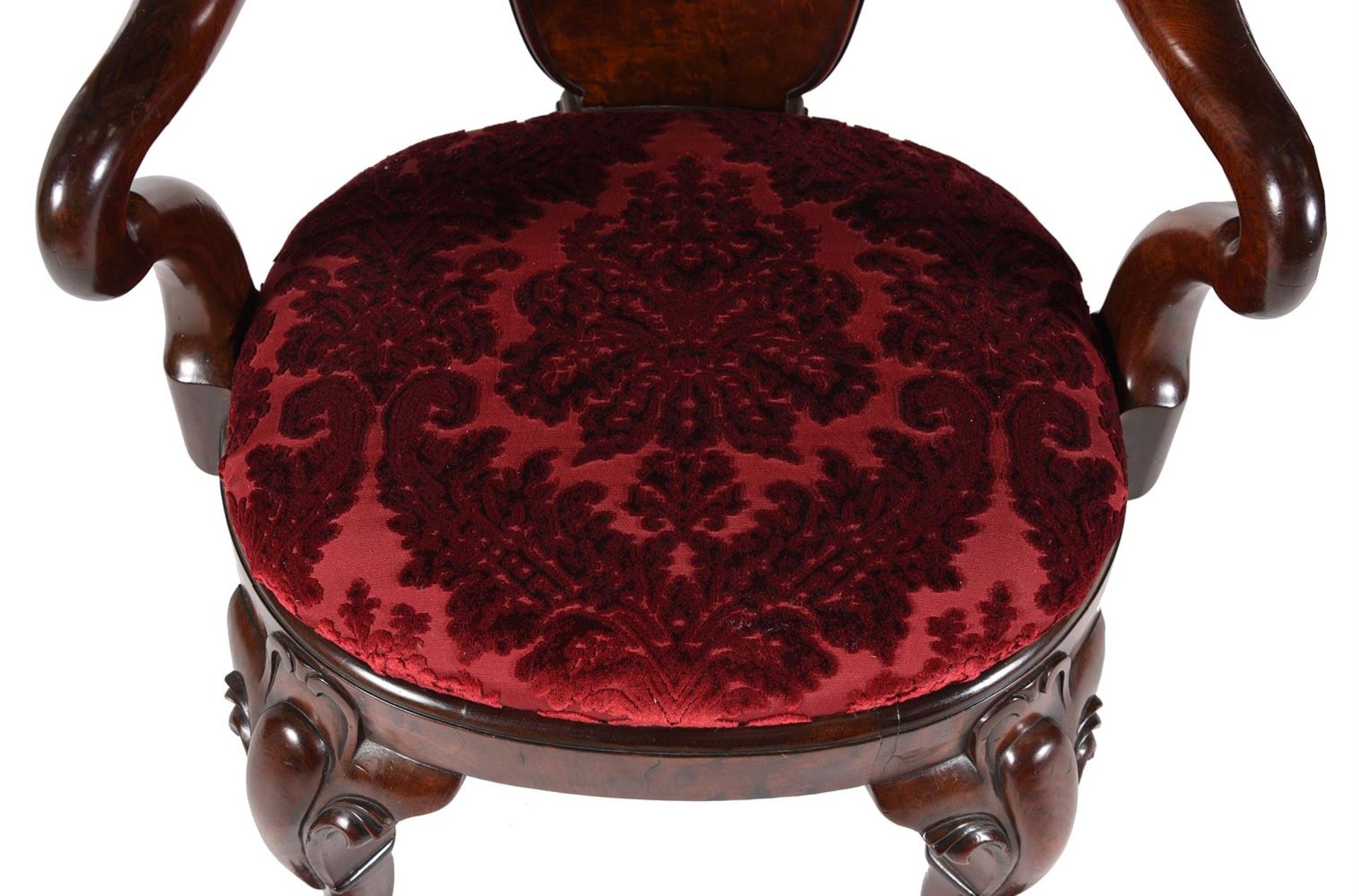 A PAIR OF WILLIAM IV MAHOGANY AND 'PLUM PUDDING' MAHOGANY ARMCHAIRS, ATTRIBUTED TO GILLOWS - Image 5 of 6