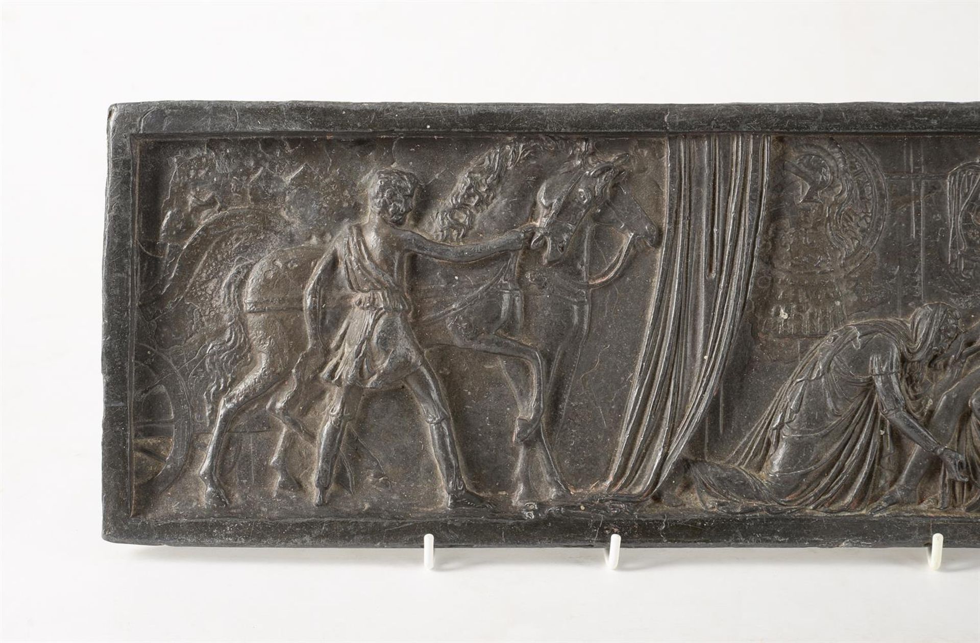 AFTER THE ANTIQUE, A LEAD RELIEF PANEL OF PRIAM KISSING THE HAND OF ACHILLES, PROBABLY ITALIAN - Image 3 of 5