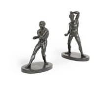 AFTER ANTONIO CANOVA, A PAIR OF BRONZE MODELS OF THE PUGILISTS, CREUGAS AND DAMOXENOS