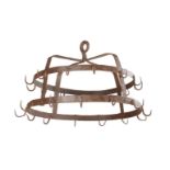 A COUNTRY HOUSE KITCHEN WROUGHT IRON GAME CROWN, CIRCA 1800