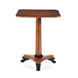 Y A GEORGE IV SYCAMORE, GONCALO ALVES BANDED AND EBONISED PEDESTAL TABLE, CIRCA 1825