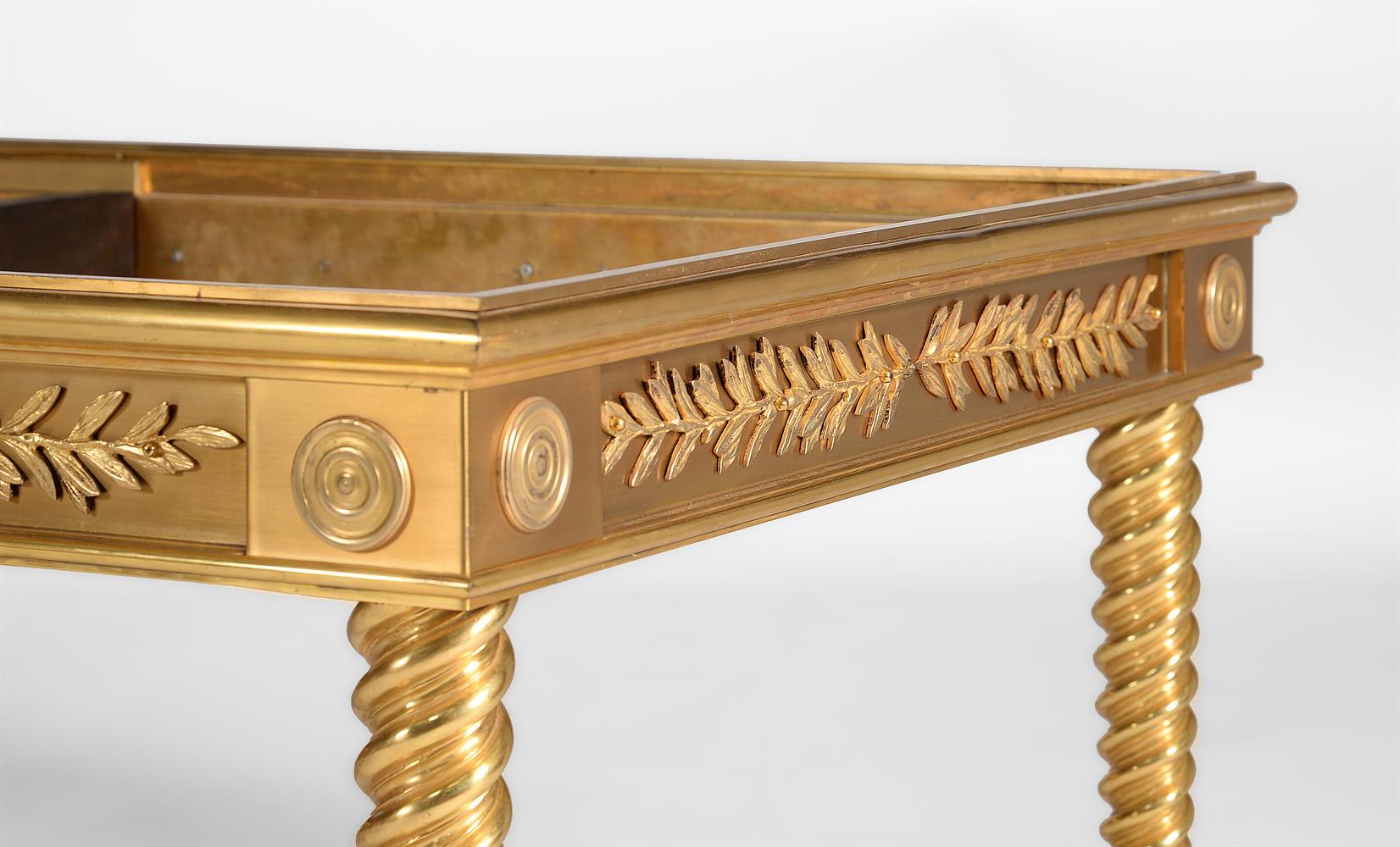 A GILT BRASS RECTANGULAR LOW TABLE BASE, 20TH CENTURY - Image 4 of 4