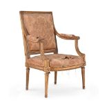 A LOUIS XVI GILTWOOD FAUTEUIL, IN THE MANNER OF GEORGES JACOB