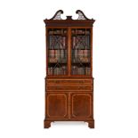 Y A GEORGE III MAHOGANY AND SATINWOOD BANDED SECRETAIRE BOOKCASE, CIRCA 1790