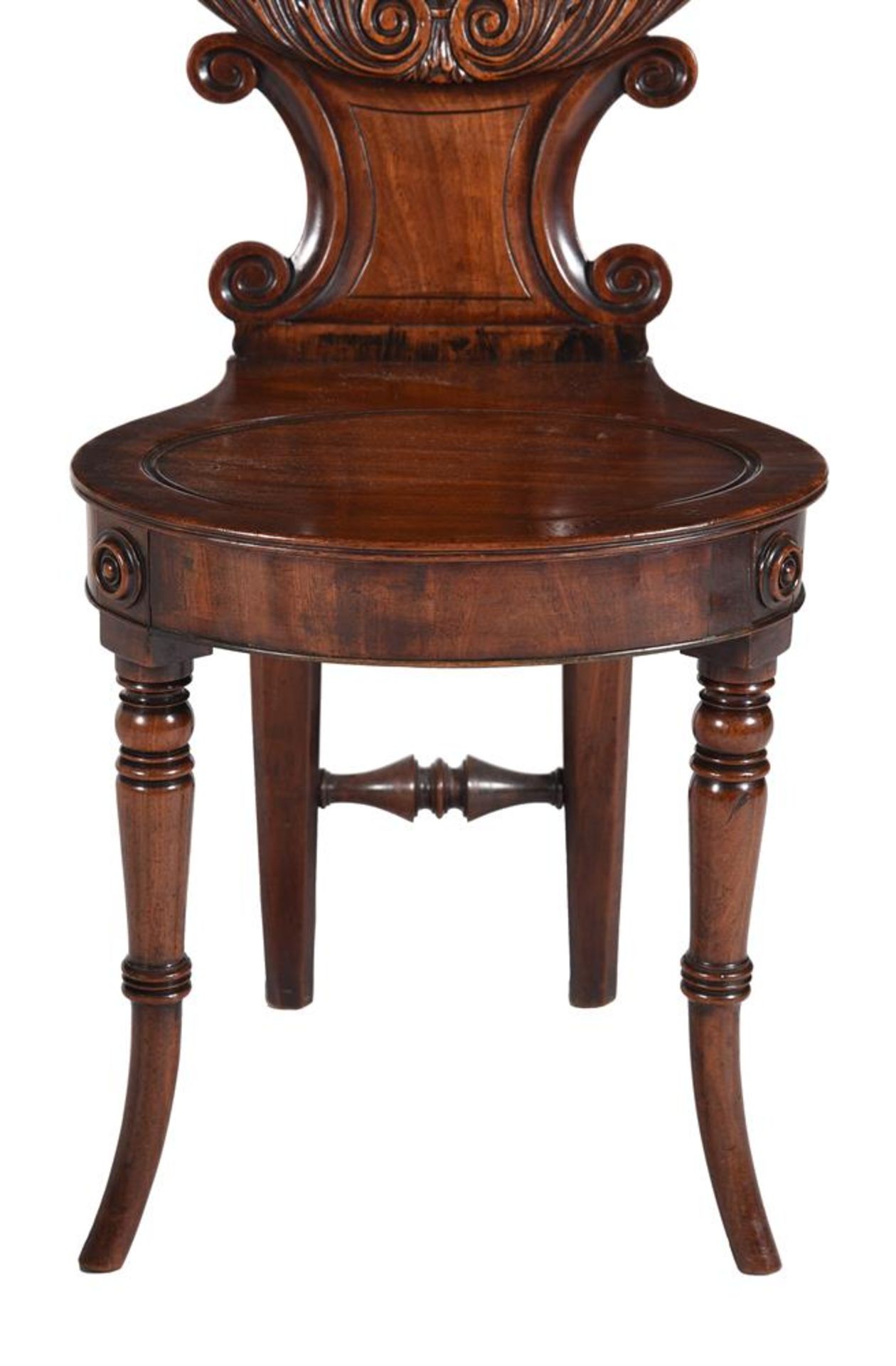 A PAIR OF REGENCY MAHOGANY HALL CHAIRS, CIRCA 1815 - Image 3 of 5