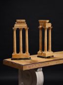 TWO GIALLO ANTICO MODELS OF THE TEMPLES OF VESPASIAN AND CASTOR AND POLLUX, ROME, 19TH CENTURY