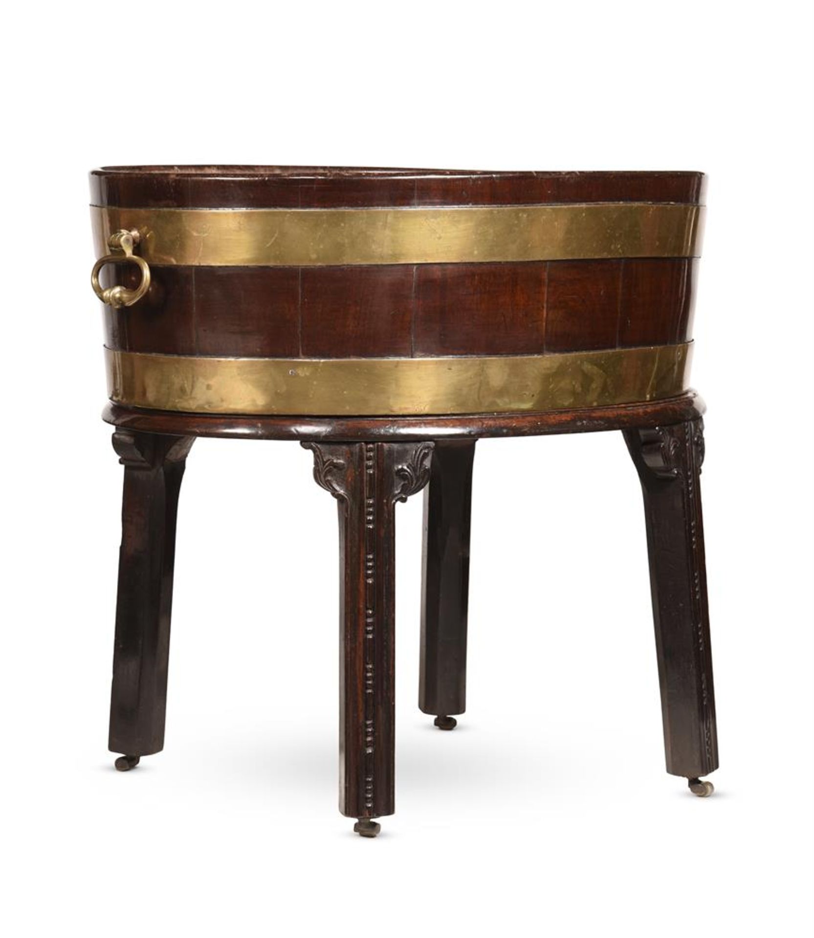 A GEORGE III MAHOGANY AND BRASS BOUND WINE COOLER, CIRCA 1760 - Image 2 of 3