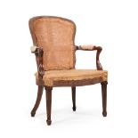 A GEORGE III MAHOGANY OPEN ARMCHAIR, CIRCA 1780