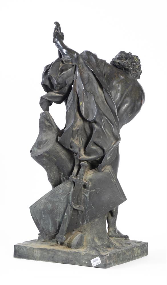 AFTER JACQUES BOUSSEAU (FRENCH, 1681-1740), A LARGE BRONZE FIGURE 'ULYSSES STRINGING HIS BOW' - Bild 4 aus 5