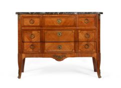 A WALNUT AND TULIPWOOD BREAKFRONT COMMODE, IN LOUIS XV/XVI TRANSITIONAL STYLE, 19TH CENTURY