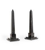 AFTER THE ANTIQUE, A PAIR OF OBELISKS IN BELGIAN BLACK MARBLE, 19TH CENTURY