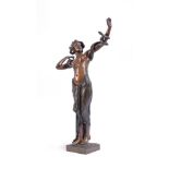 FRIEDRICH GOLDSCHEIDER, A RARE LARGE BRONZE FIGURE 'THE SNAKE DANCER', EARLY 20TH CENTURY