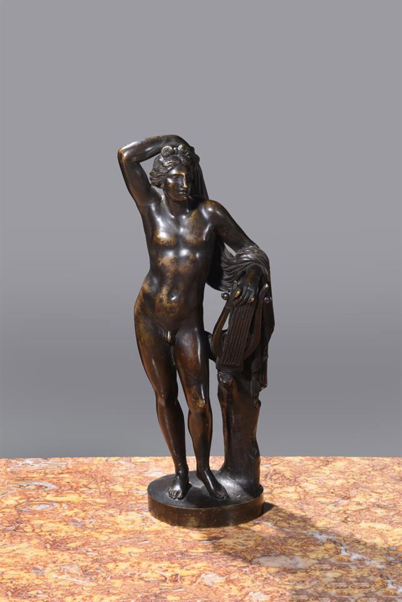 AFTER THE ANTIQUE, A BRONZE FIGURE OF APOLLO, ITALIAN, 18TH CENTURY - Image 3 of 3