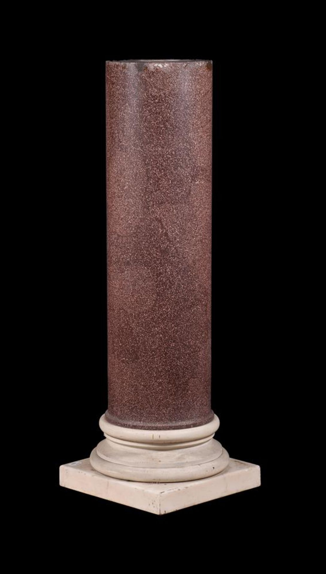 A SIMULATED PORPHYRY SCAGLIOLA COLUMN PEDESTAL, EARLY 19TH CENTURY