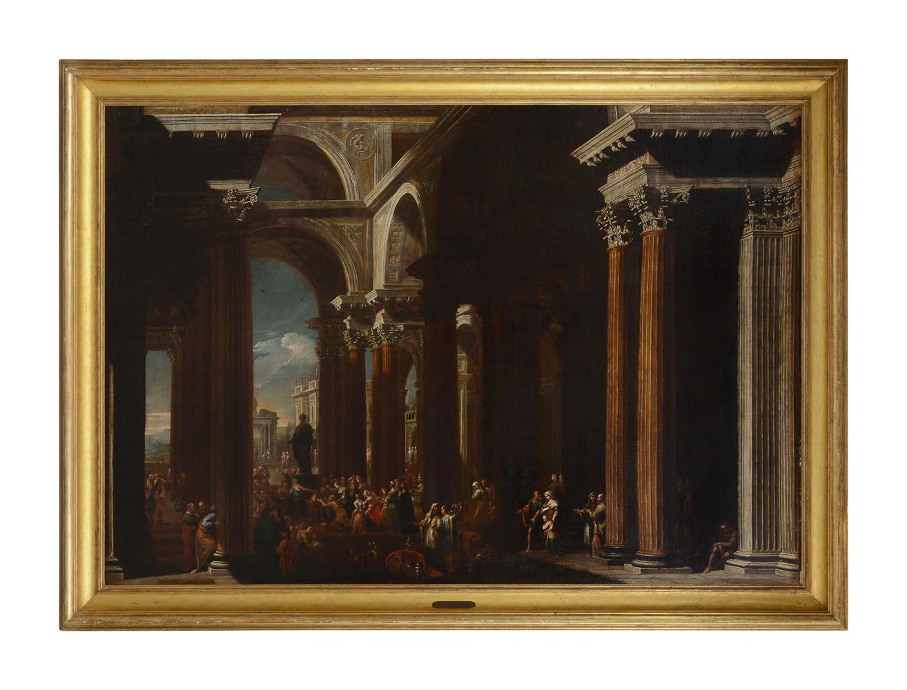 CIRCLE OF VIVIANO CADOZZI (1603-1670), FIGURES IN A COLONNADE - Image 2 of 4