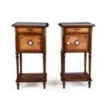 A PAIR OF FRENCH MAHOGANY AND GILT METAL MOUNTED BEDSIDE TABLES