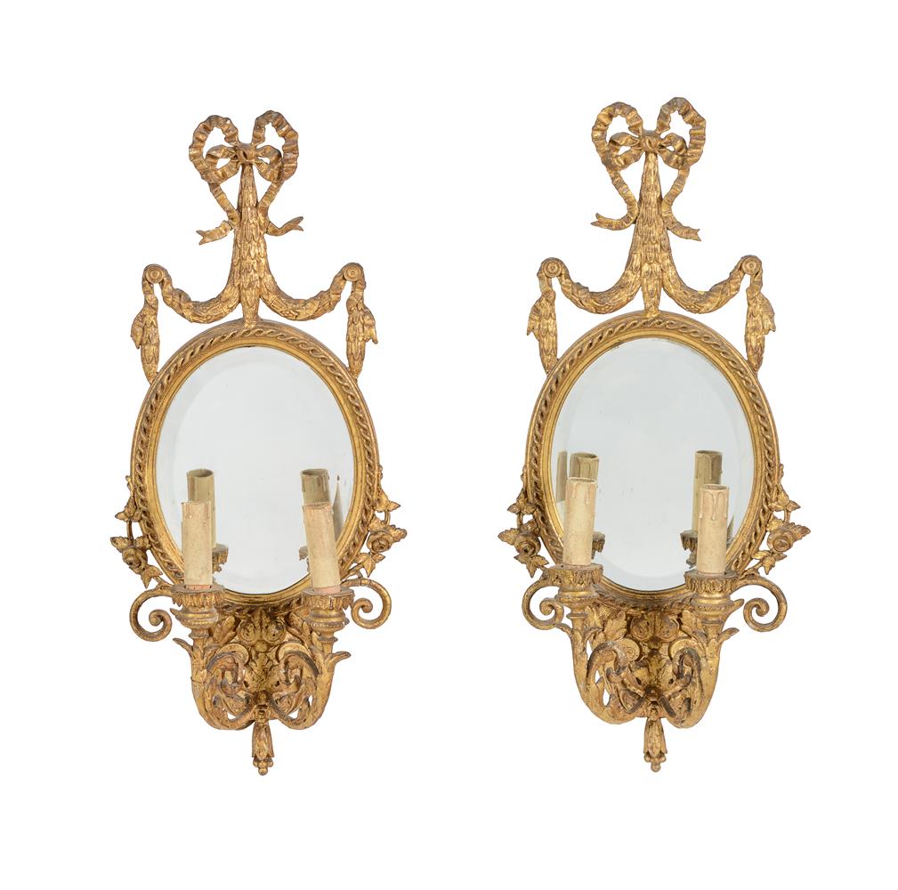 A PAIR OF VICTORIAN GILTWOOD AND COMPOSTION GIRANDOLE WALL MIRRORS, BY CHARLES NOSOTTI, CIRCA 1870