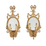 A PAIR OF VICTORIAN GILTWOOD AND COMPOSTION GIRANDOLE WALL MIRRORS, BY CHARLES NOSOTTI, CIRCA 1870