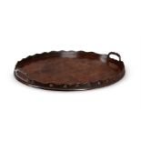 A GEORGE III MAHOGANY OVAL TRAY, CIRCA 1780