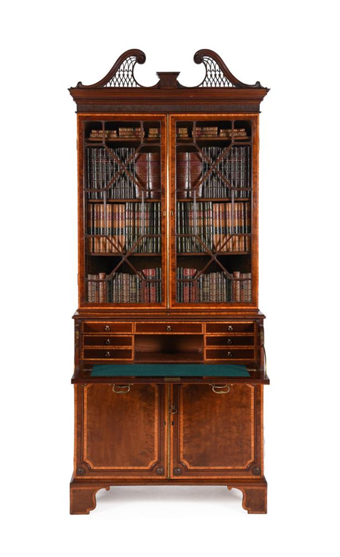 Y A GEORGE III MAHOGANY AND SATINWOOD BANDED SECRETAIRE BOOKCASE, CIRCA 1790 - Image 2 of 8