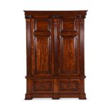 Y A MAHOGANY PANELLED CUPBOARD OR CLOTHES PRESS, SCOTTISH, SECOND QUARTER 19TH CENTURY