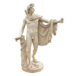 A LOUVRE MUSEUM FULL SIZE PLASTER CAST OF 'THE APOLLO BELVEDERE', LATE 19TH/EARLY 20TH CENTURY