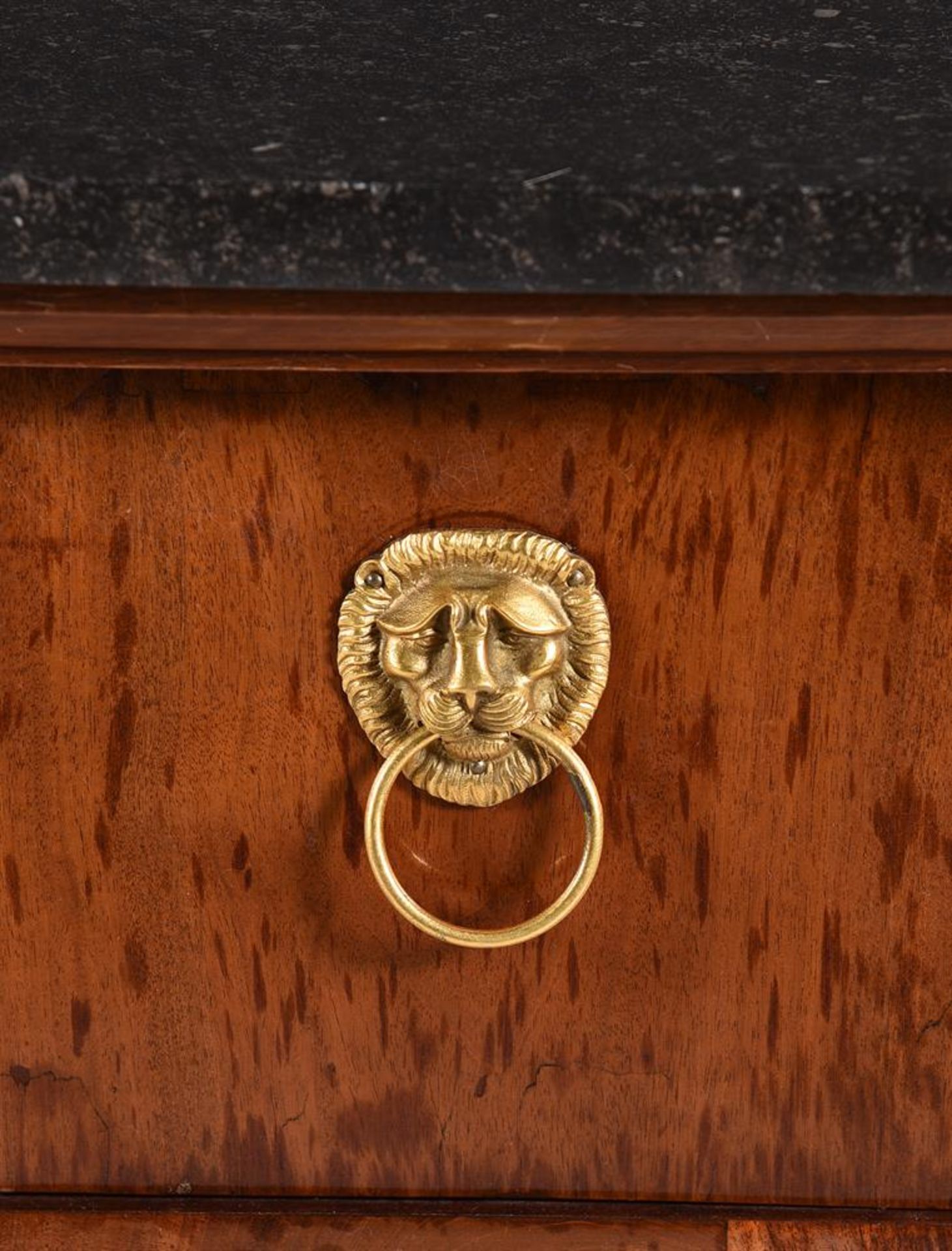 AN EMPIRE MAHOGANY, GILT METAL MOUNTED AND MARBLE TOPPED SECRETAIRE ABBATTANT AND COMMODE EN SUITE - Image 9 of 10