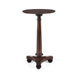 Y A REGENCY ROSEWOOD AND BRASS MARQUETRY PEDESTAL OCCASIONAL TABLE, ATTRIBUTED TO GEORGE BULLOCK