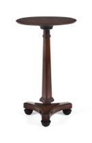 Y A REGENCY ROSEWOOD AND BRASS MARQUETRY PEDESTAL OCCASIONAL TABLE, ATTRIBUTED TO GEORGE BULLOCK