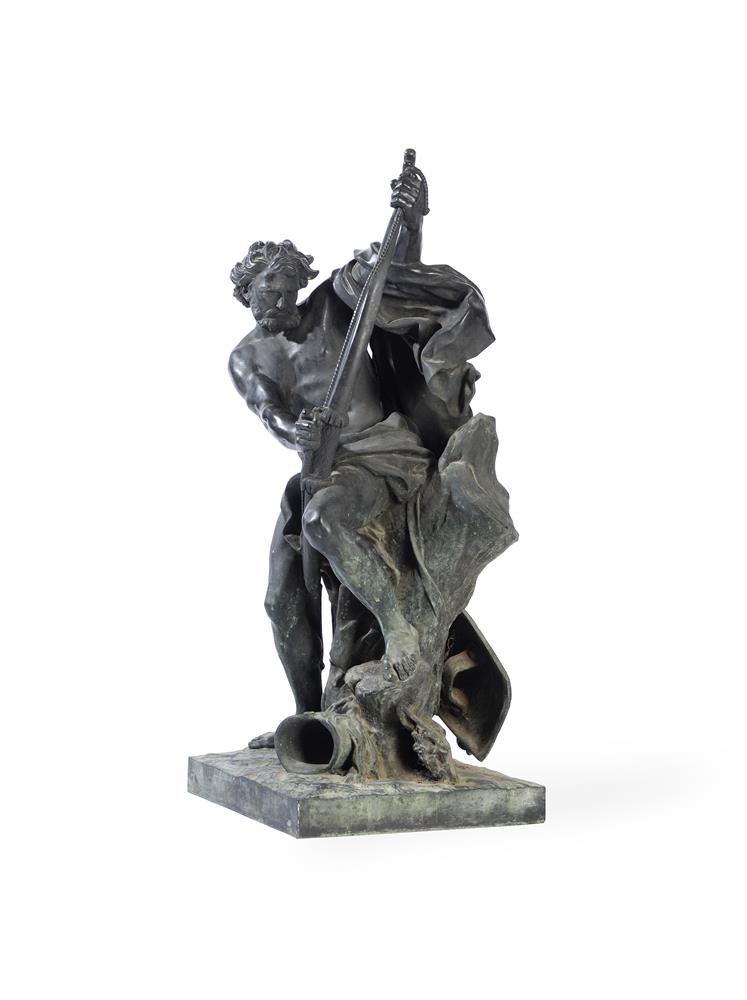 AFTER JACQUES BOUSSEAU (FRENCH, 1681-1740), A LARGE BRONZE FIGURE 'ULYSSES STRINGING HIS BOW'