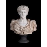 AFTER THE ANTIQUE, A CARVED MARBLE BUST OF A ROMAN EMPEROR, 20TH CENTURY