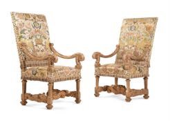A PAIR OF LOUIS XIV GILTWOOD FAUTEUILS, EARLY 18TH CENTURY