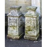 A PAIR OF CARVED LIMESTONE STONE PLINTHS, LATE 19TH CENTURY