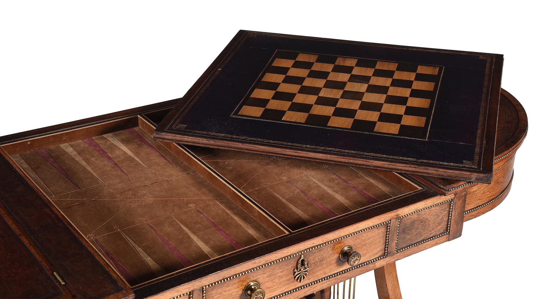 Y A REGENCY ROSEWOOD AND GILT METAL MOUNTED WRITING AND GAMES TABLE, ATTRIBUTED TO GILLOWS - Image 8 of 10