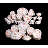 A MODERN HEREND PORCELAIN 'QUEEN VICTORIA' PATTERN (RUST) PART DINNER/BREAKFAST SERVICE