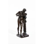 AFTER THE ANTIQUE, BRONZE FIGURE 'SILENUS WITH INFANT BACCHUS', 19TH CENTURY