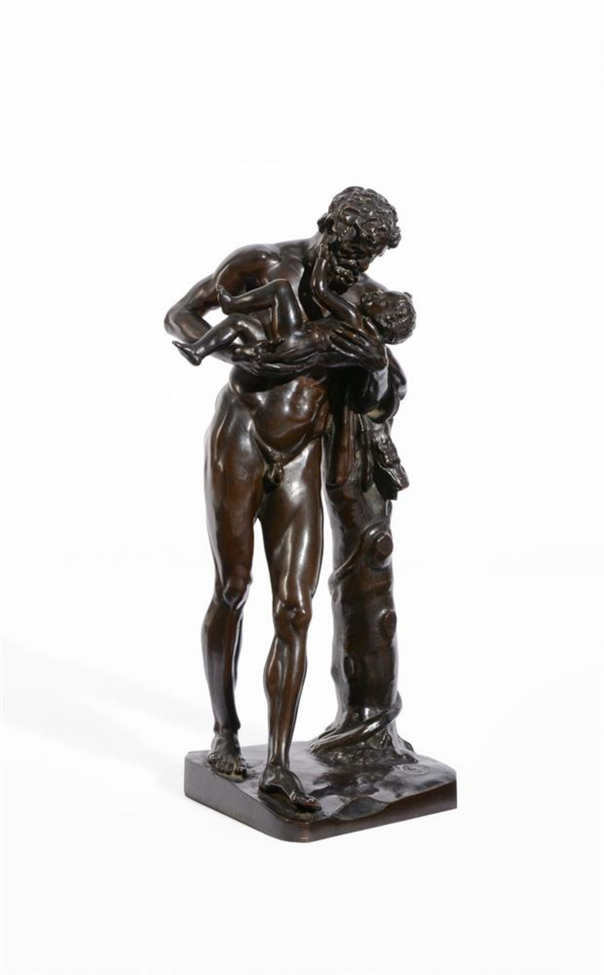 AFTER THE ANTIQUE, BRONZE FIGURE 'SILENUS WITH INFANT BACCHUS', 19TH CENTURY