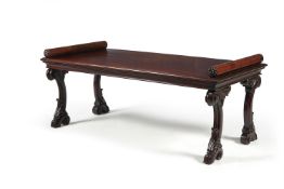 A MAHOGANY AND SIMULATED ROSEWOOD HALL SEAT, FIRST HALF 19TH CENTURY AND LATER