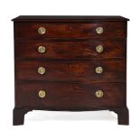 A GEORGE III MAHOGANY SERPENTINE CHEST OF DRAWERS, LATE 18TH CENTURY