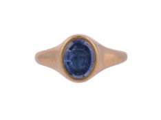 A VICTORIAN SAPPHIRE SIGNET RING