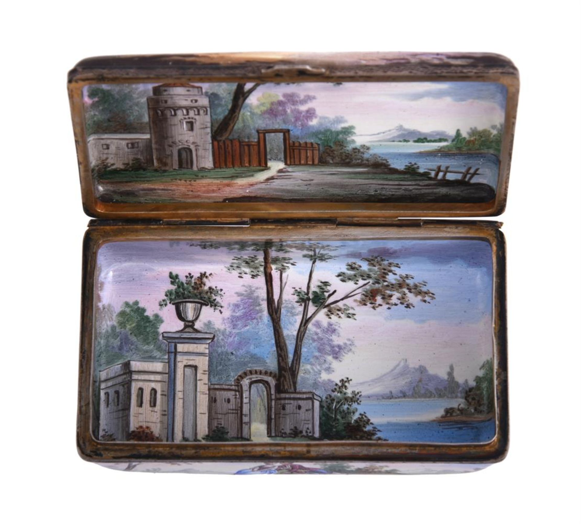 A STAFFORDSHIRE ENAMEL RECTANGULAR BOX AND HINGED COVER - Image 9 of 10