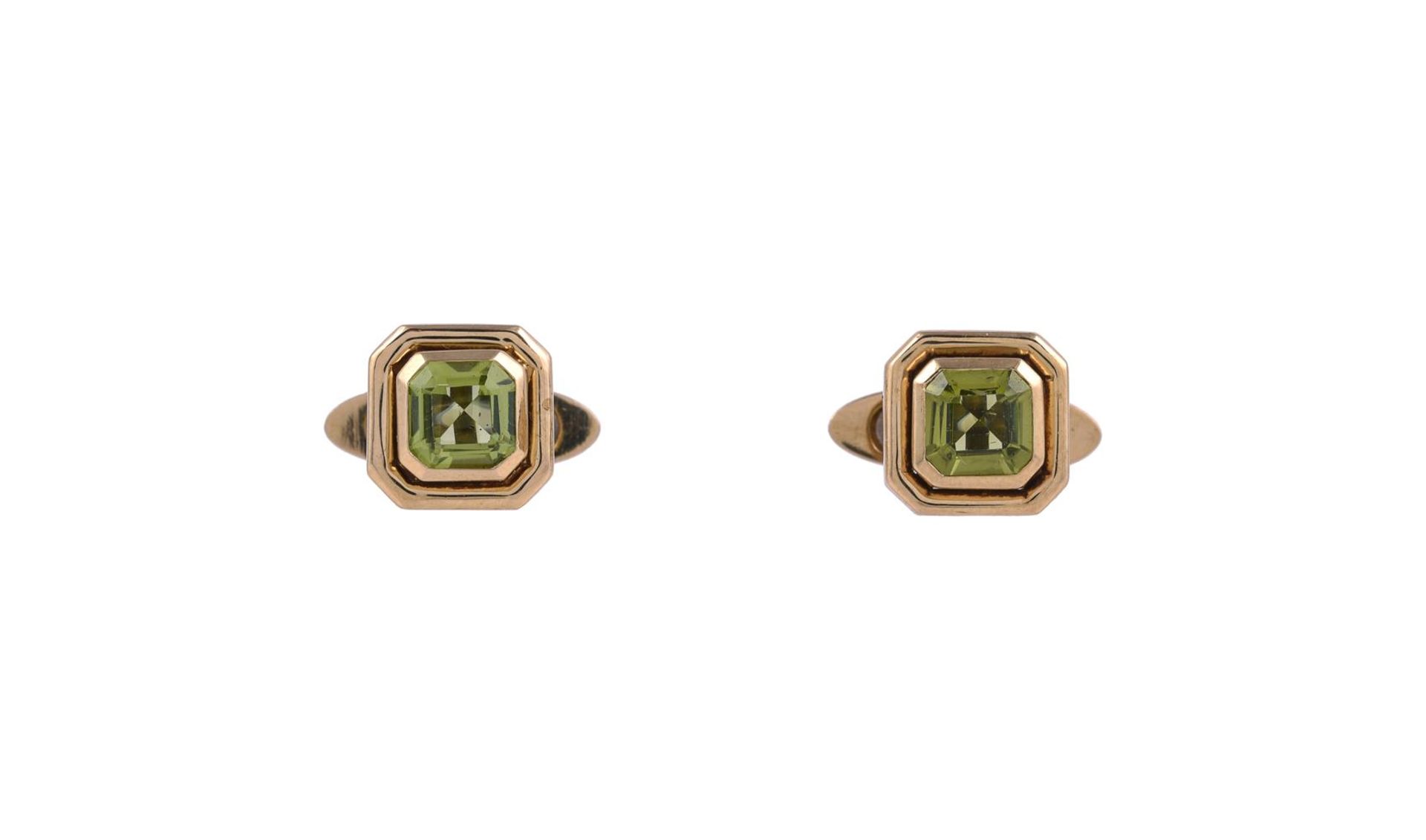 TIFFANY & CO., A PAIR OF PERIDOT CUFFLINKS