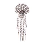 A LATE VICTORIAN NATURALISTIC DIAMOND AND NATURAL PEARL TASSEL BROOCH CIRCA 1890