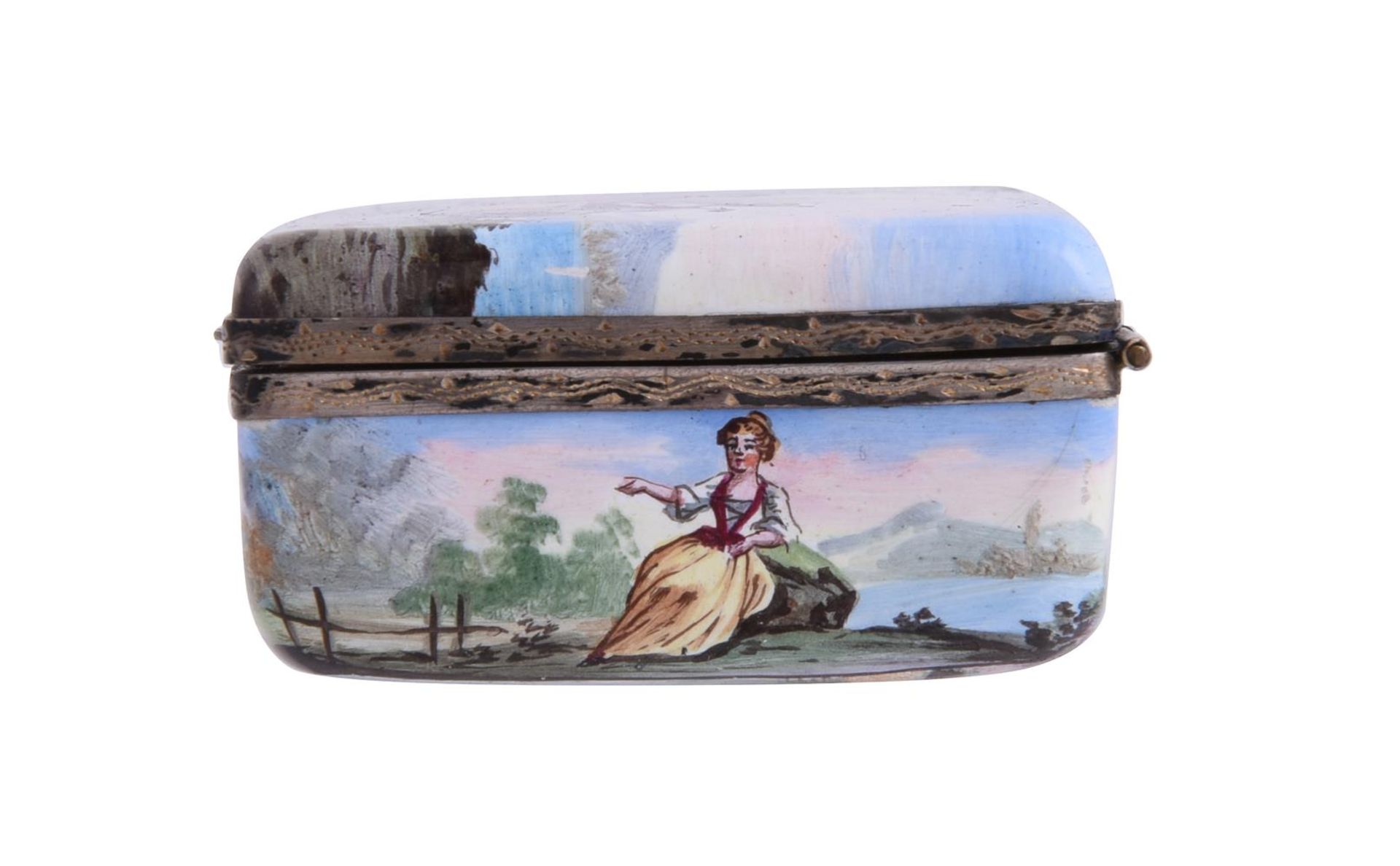 A STAFFORDSHIRE ENAMEL RECTANGULAR BOX AND HINGED COVER - Image 4 of 10