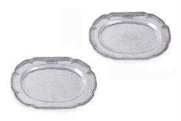 A PAIR OF GEORGE II SILVER SHAPED OVAL PLATTERS