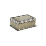 AN EDWARDIAN SILVER MOUNTED AND SHAGREEN RECTANGULAR BOX