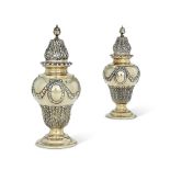 A PAIR OF LATE VICTORIAN SILVER GILT CASTORS