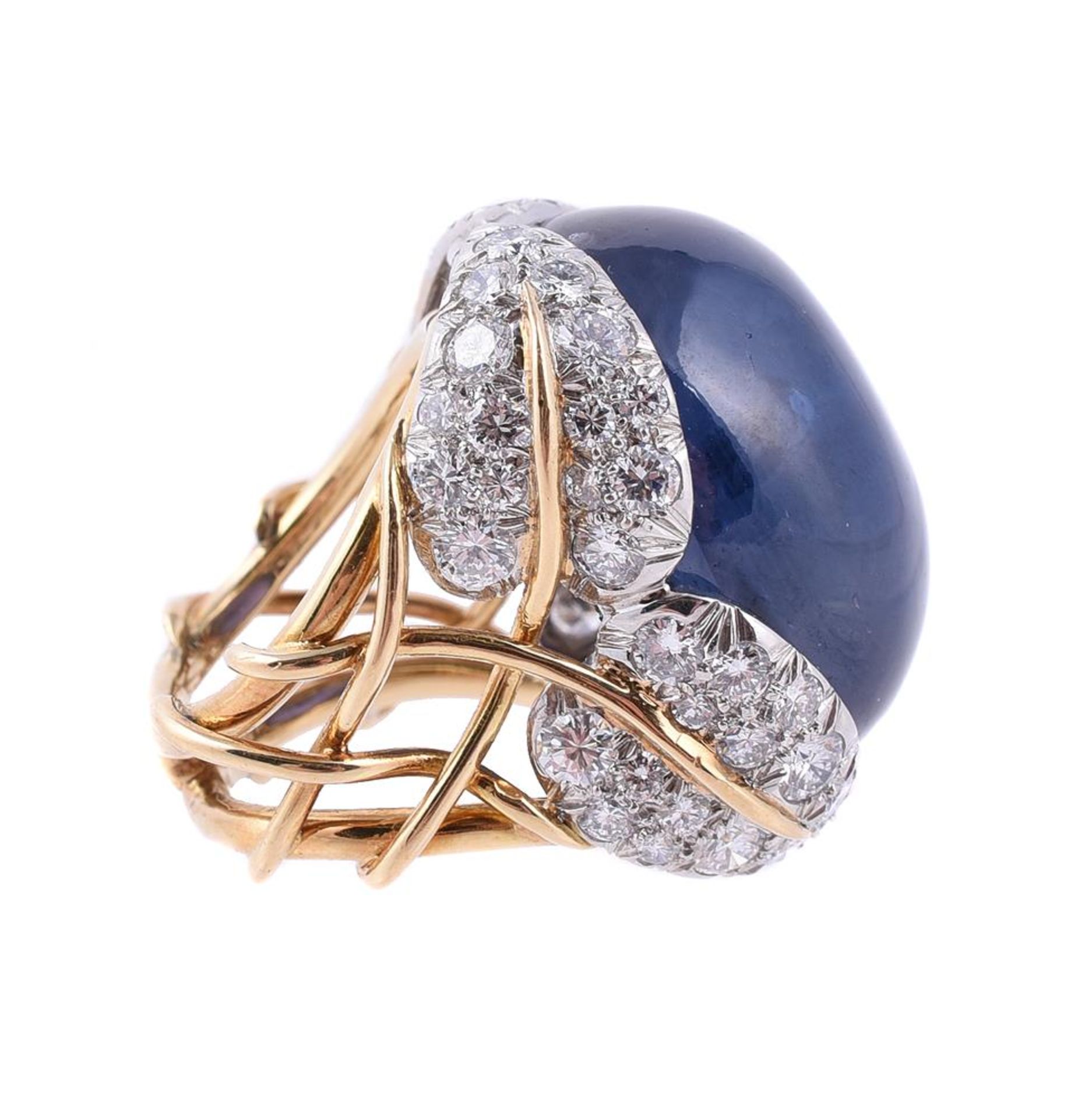 TIFFANY & CO., JEAN SCHLUMBERGER, A STAR SAPPHIRE AND DIAMOND DRESS RING, SRI LANKA, NO HEAT - Image 2 of 5